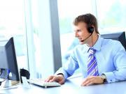 employee taking a call without a physical phone